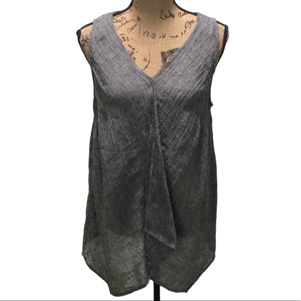 {J. Jill} Linen Chambray Drape Front Top